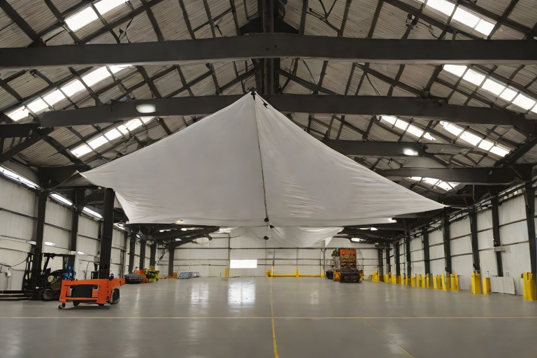 Active Emergency Leak Catchment Tarps & Interior Production Bay Diversion on Commercial Port Marine Shipping Warehouses