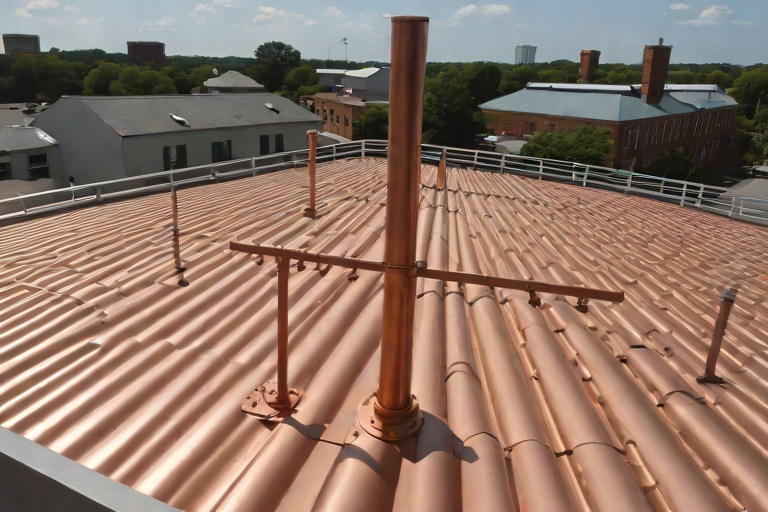 Lightning Protection System Air Terminal Stanchion Flashing & Membrane Bonding on Commercial Historic Sanctuary & Education Annexs