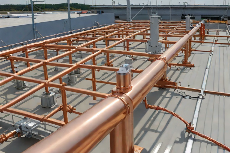 Lightning Protection System Air Terminal Stanchion Flashing & Membrane Bonding on Commercial Pharmaceutical Production Facilitys