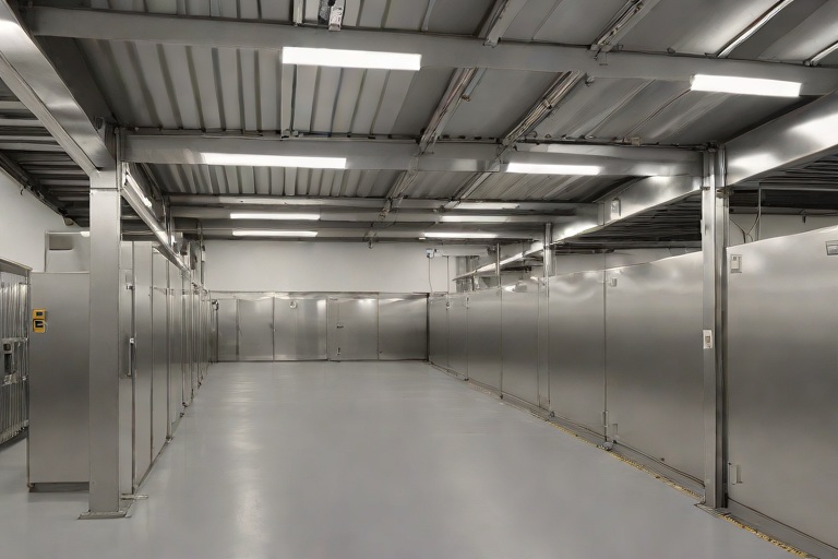 Commercial Kitchen Grease Containment & 304 Stainless Steel Catchment Shielding on Commercial Cold Storage Freezer Warehouses