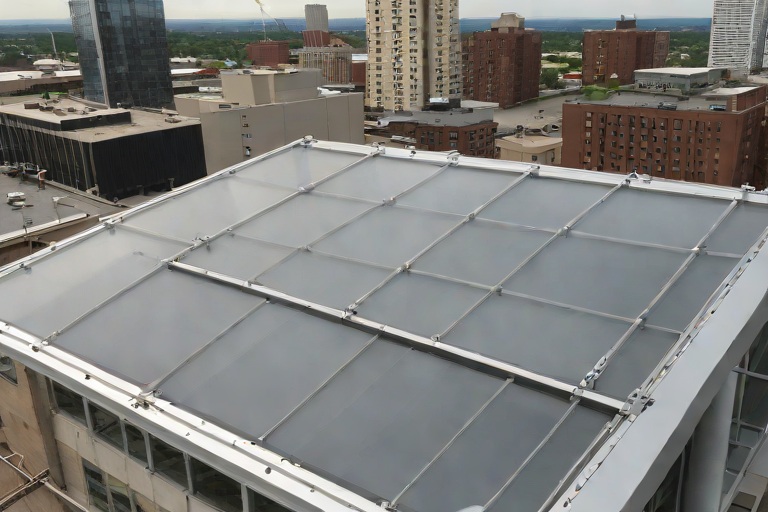 OSHA-Compliant Skylight Fall-Protection Curbs & Heavy-Duty Security Screens on Commercial High-Rise Commercial Penthouse Towers