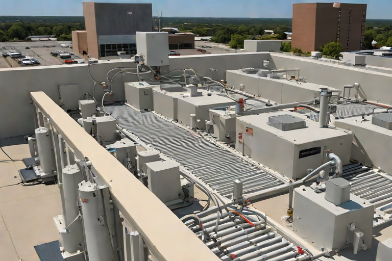 Rooftop Mechanical Unit Vibration Isolation Rails & Spring-Mounted Curb Seals on Commercial Regional Healthcare Medical Centers