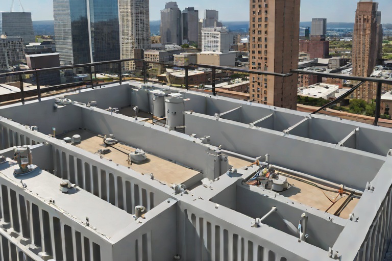 Rooftop Mechanical Unit Vibration Isolation Rails & Spring-Mounted Curb Seals on Commercial High-Rise Commercial Penthouse Towers