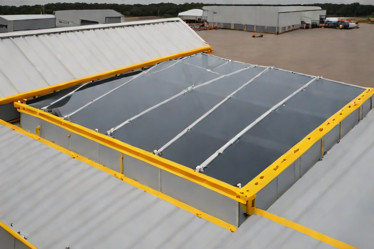 OSHA-Compliant Skylight Fall-Protection Curbs & Heavy-Duty Security Screens on Commercial Commercial Fleet Maintenance Hangars