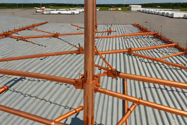 Lightning Protection System Air Terminal Stanchion Flashing & Membrane Bonding on Commercial Intermodal Cargo Freight Terminals