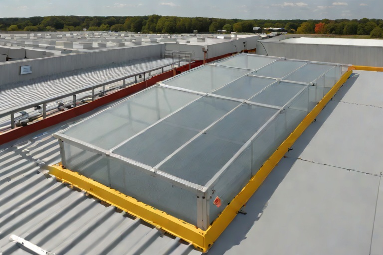 OSHA-Compliant Skylight Fall-Protection Curbs & Heavy-Duty Security Screens on Commercial Logistics Distribution Hubs
