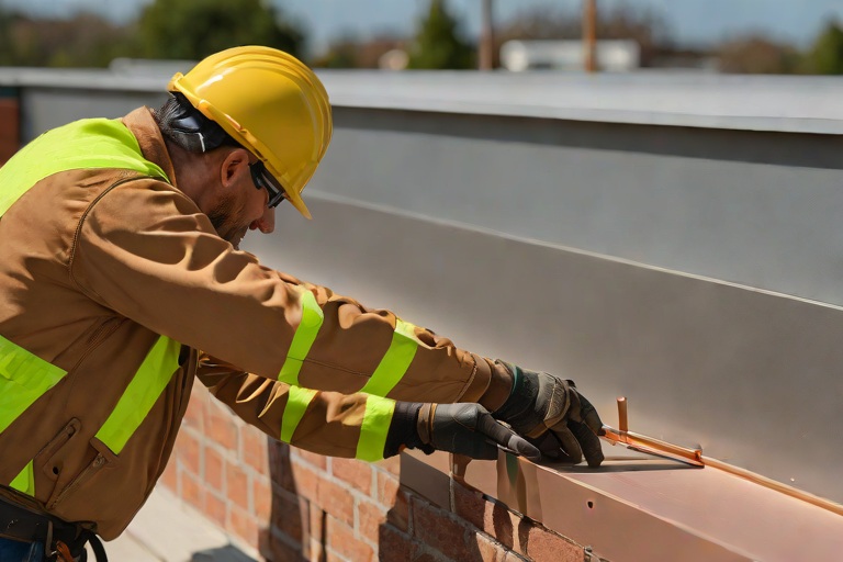 Parapet Wall Heavy-Gauge 20-Gauge Kynar 500 Coping Cap Continuous Cleat Locking on Commercial Government Secure Records Archives