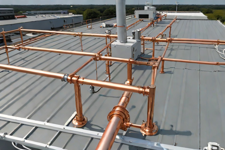 Lightning Protection System Air Terminal Stanchion Flashing & Membrane Bonding on Commercial University Research Laboratorys