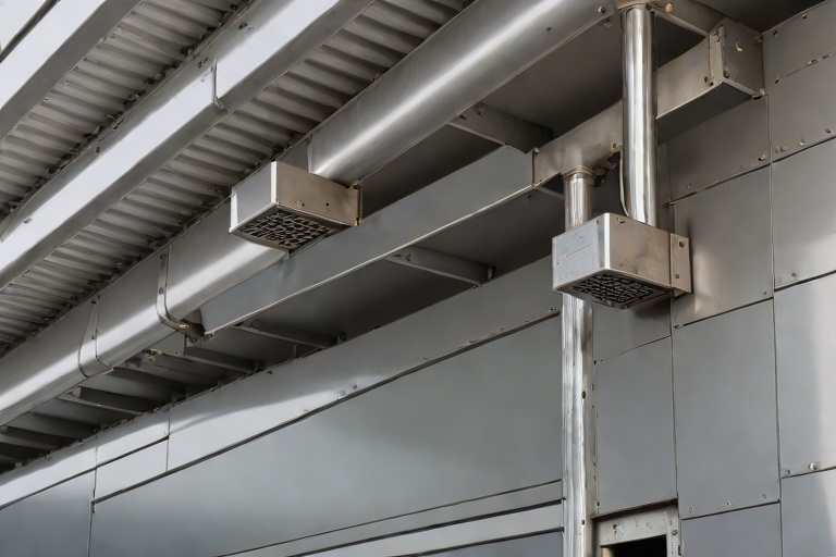 Industrial Drainage Scuppers, Overflow Weirs & Heavy Downspout Expansion Bellows on Commercial Public Transit Maintenance Bus Barns