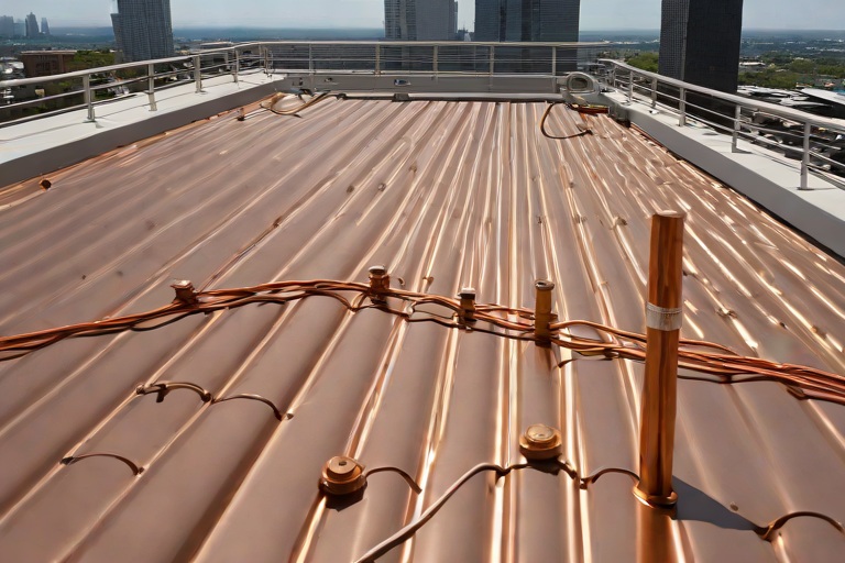 Lightning Protection System Air Terminal Stanchion Flashing & Membrane Bonding on Commercial High-Rise Commercial Penthouse Towers