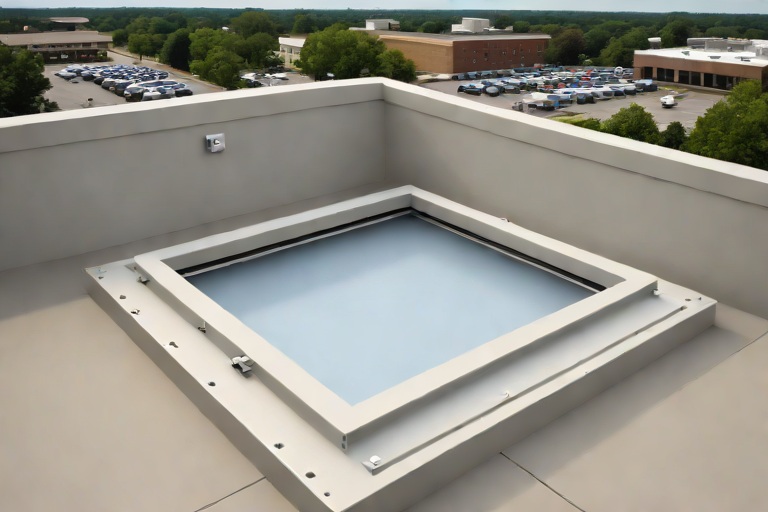 Commercial Roof Hatch Safety Grab Bars & Compression Curb Gasket Weatherproofing on Commercial Regional Healthcare Medical Centers