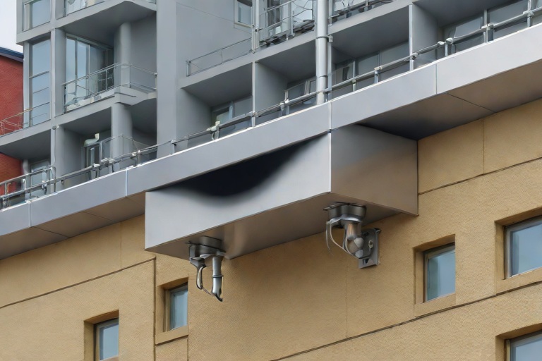 Industrial Drainage Scuppers, Overflow Weirs & Heavy Downspout Expansion Bellows on Commercial Multi-Family Urban Residential Towers