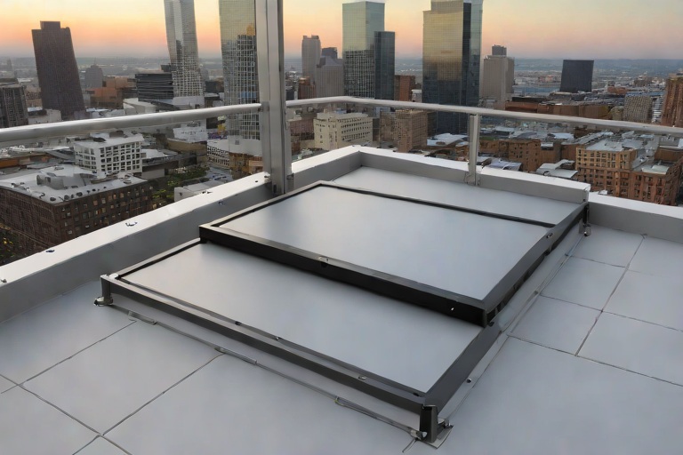 Commercial Roof Hatch Safety Grab Bars & Compression Curb Gasket Weatherproofing on Commercial High-Rise Commercial Penthouse Towers