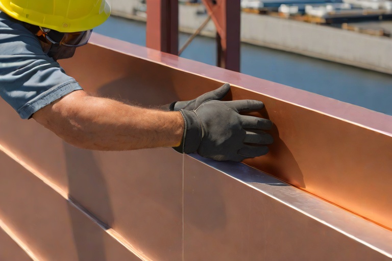 Parapet Wall Heavy-Gauge 20-Gauge Kynar 500 Coping Cap Continuous Cleat Locking on Commercial Port Marine Shipping Warehouses