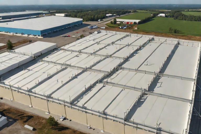 Tapered Polyiso Drainage Layouts (1/4-In/Ft) & Geometric Cricket Sizing on Commercial Food Packaging & Cold Logistics Plants