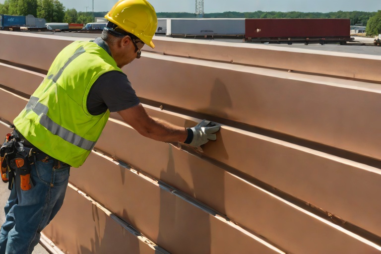 Parapet Wall Heavy-Gauge 20-Gauge Kynar 500 Coping Cap Continuous Cleat Locking on Commercial Intermodal Cargo Freight Terminals