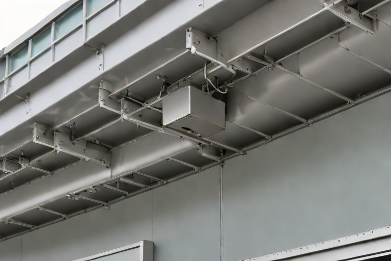 Industrial Drainage Scuppers, Overflow Weirs & Heavy Downspout Expansion Bellows on Commercial Intermodal Cargo Freight Terminals