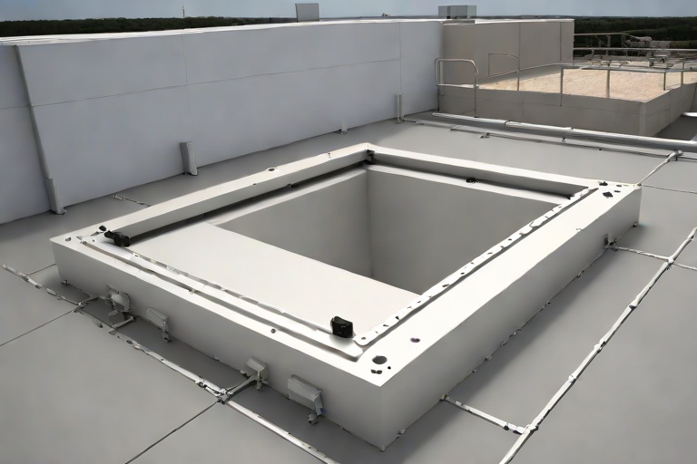 Commercial Roof Hatch Safety Grab Bars & Compression Curb Gasket Weatherproofing on Commercial Mission-Critical Data Centers