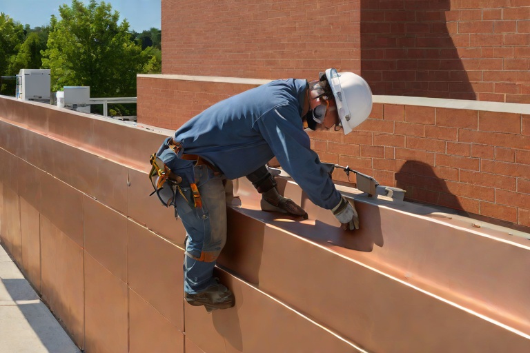 Parapet Wall Heavy-Gauge 20-Gauge Kynar 500 Coping Cap Continuous Cleat Locking on Commercial University Research Laboratorys