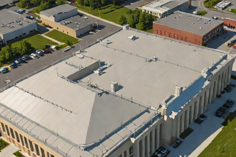 Tapered Polyiso Drainage Layouts (1/4-In/Ft) & Geometric Cricket Sizing on Commercial Municipal City Hall & Administrative Complexs
