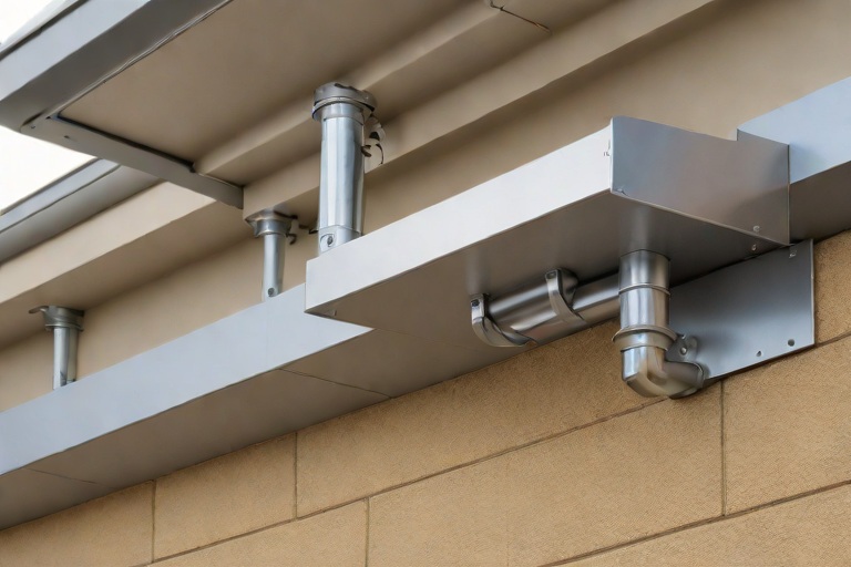 Industrial Drainage Scuppers, Overflow Weirs & Heavy Downspout Expansion Bellows on Commercial Regional Healthcare Medical Centers