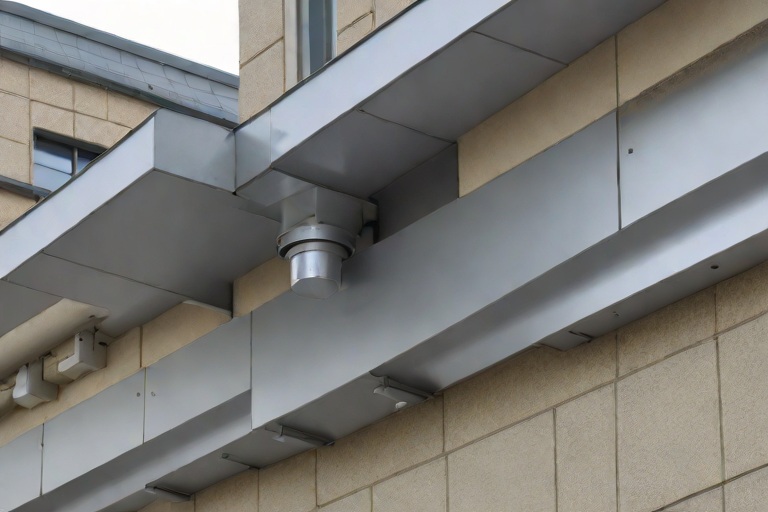 Industrial Drainage Scuppers, Overflow Weirs & Heavy Downspout Expansion Bellows on Commercial Municipal City Hall & Administrative Complexs